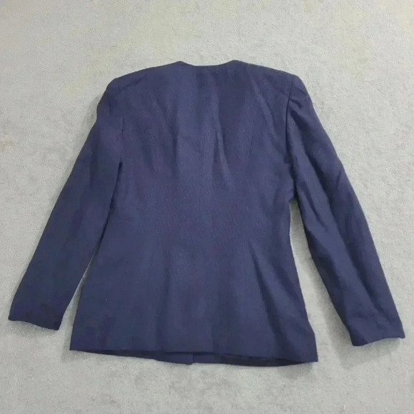 Christian Dior Women's 10 Navy Blazer Rayon Silk Trim Gold Button 28CT - Picture 2 of 11